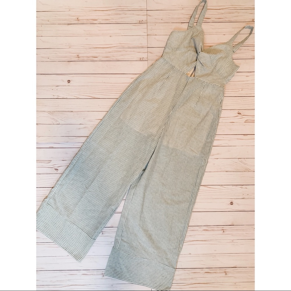 NWT Le Lis Blue & White Striped Jumpsuit Size M